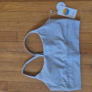 Vuori Long Line Elevation Bra in Light Grey Heather